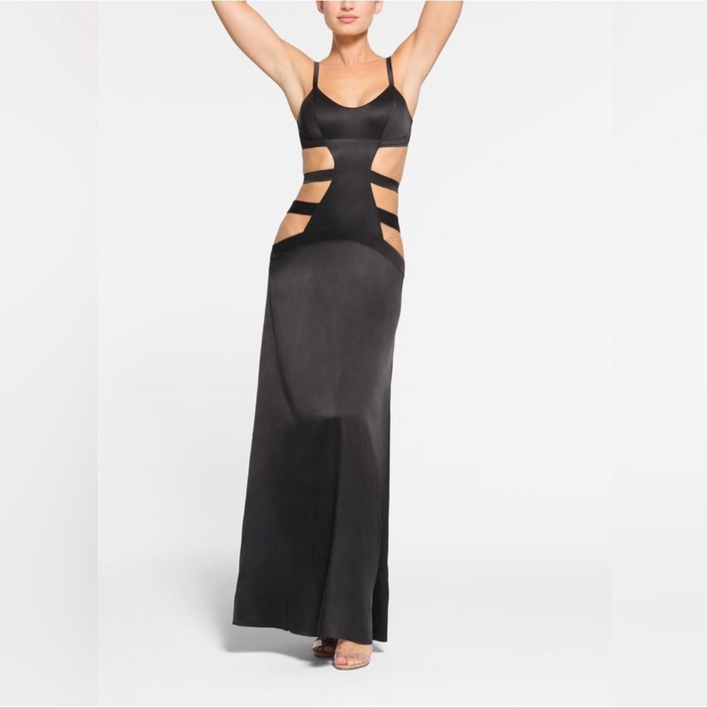 SKIMS Black Cut-Out Maxi Dress